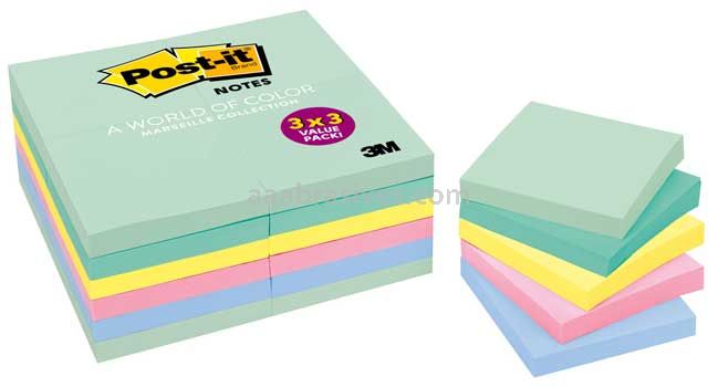 Post-it™ 654-24APVAD 3 in x 3 in Marseille Collection 3M 7100081885