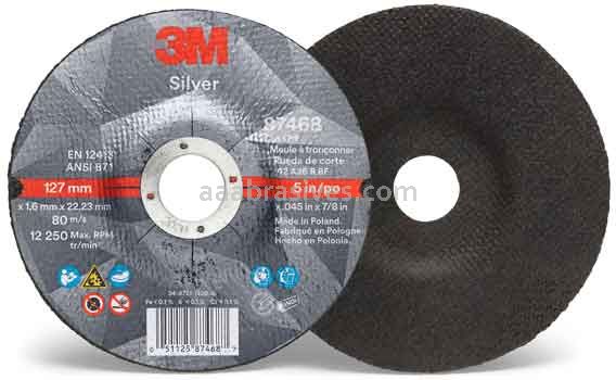 3M&trade; 7100139237 5 x .045 x 7/8 Type 27 Silver Cut-Off Wheel 87468