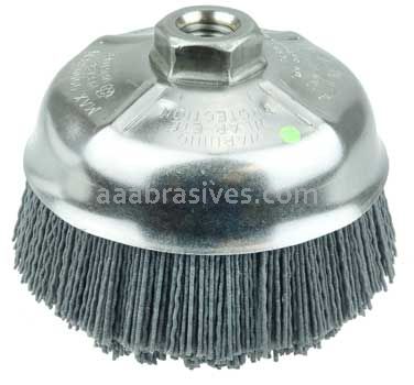 Weiler 14576 5" Nylox Cup Brush .040/120 SC Crimped Fill 5/8"-11 UNC Nut