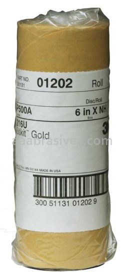 3M&trade; 7000119699 6” P500 Grit Stikit&trade; Gold Disc Roll