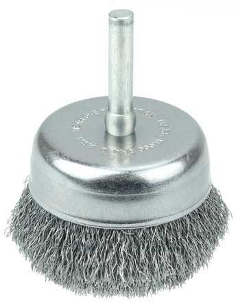 Weiler 14313 2" Crimped Wire Utility Cup Brush .008" Steel Fill 1/4" Stem