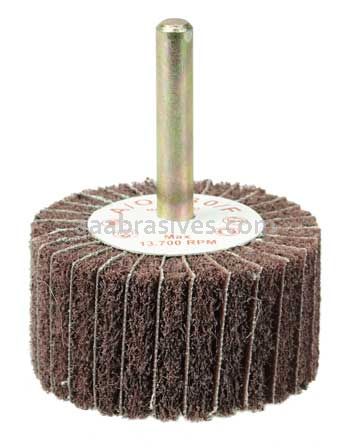 Weiler 54501 2" x 1" Non-Woven Stem-Mounted Interleaf Flap Wheel 180 AO 1/4" Stem