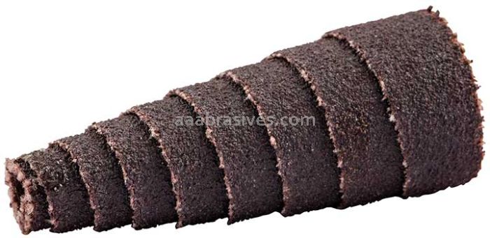 5/8 x 1-1/2 x 1/8 320 M-9 Merit Aluminum Oxide Spiral Rolls Full-Tapered (Spirapoints)