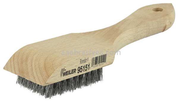Weiler 95151 Small Hand Wire Scratch Brush Crimped Aluminum Fill Wood Block 6 x 9 Rows