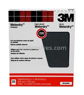 3M™ 7000126426 9 x 11 220A Grit Pro-Pak™ Wetordry™ Sanding Sheets