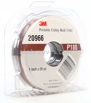 3M™ 7010326034 1 x 20 yds P180 Grit J-weight 314D Portable Utility Cloth Roll