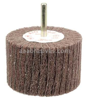 Weiler 54511 3" x 2" Non-Woven Stem-Mounted Interleaf Flap Wheel 320 AO 1/4" Stem