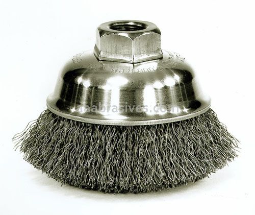 Weiler 36233 - 3" .014, M10 x 1.25 A.H., Vortec Pro Crimped Wire Cup Brush - 012382362331