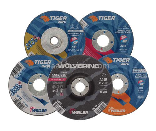 Weiler 56453 - 4-1/2" x 1/4" Z24T, 5/8"-11 A.H., Type 27 Grinding Wheel - 012382564537