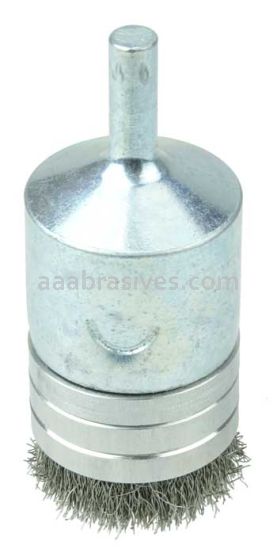 Weiler 11114 1" Banded Crimped Wire End Brush .006" Stainless Steel Fill