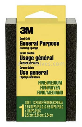 3M™ 7100175118 Sanding Sponge Dual Grit Block 3-3/4x2-5/8x1 Fine/Medium
