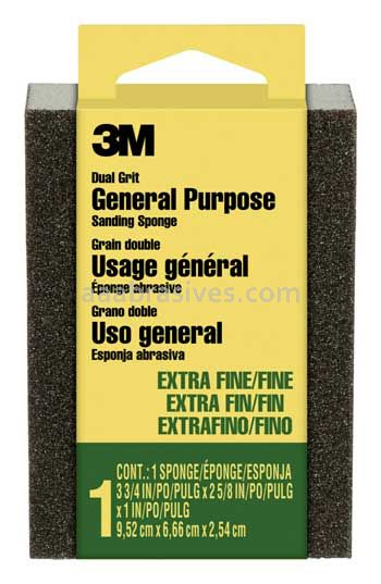 3M&trade; 7100176010 Sanding Sponge Dual Grit Block 3-3/4x2-5/8x1 Extra Fine/Fine