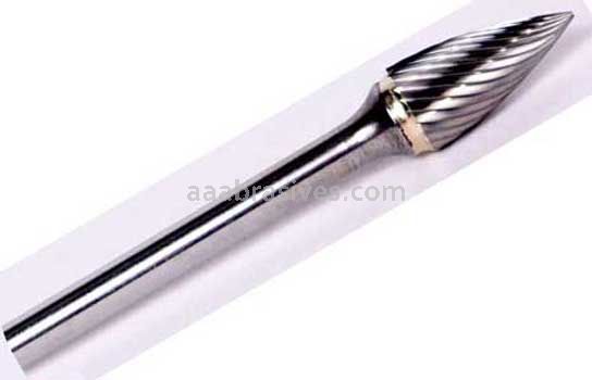 SG-5 1/2x1x1/4"sk Pointed Tree Double Cut Titanium Coated Carbide Burr