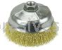 Weiler 14606 5" Crimped Wire Cup Brush .014" Brass Fill 5/8"-11 UNC Nut