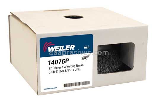 Weiler 14076P 6" Crimped Wire Cup Brush .020" Steel Fill 5/8"-11 UNC Nut Retail Pack