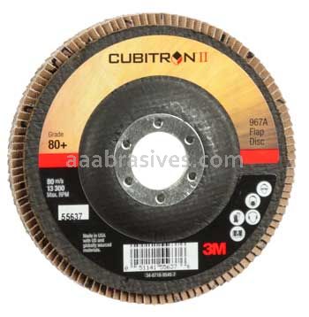 3M™ 7010363303 4-1/2 x 7/8 80+ Grit 967A T27 Giant Cubitron™ II Flap Disc
