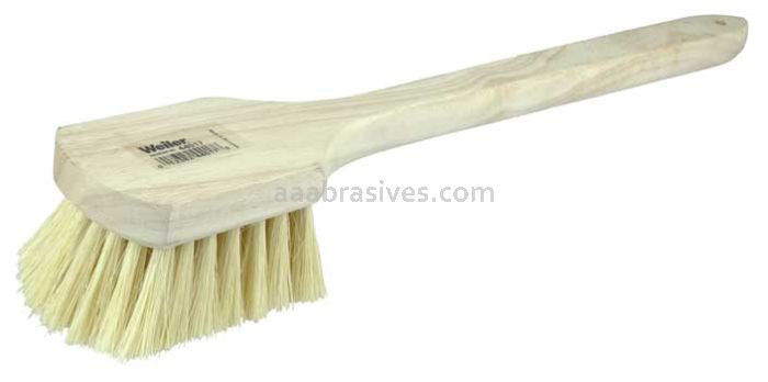 Weiler 44017 20" Utility Scrub Brush White Tampico Fill Long Handle Wood Block