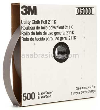 3M™ 7000118356 1 x 50 yds 500 Grit J-weight 211K Utility Cloth Roll