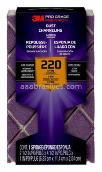 3M&trade; 7010410803 Pro Grade Precision&trade; Dust Channeling Block Sanding Sponge 4-1/2x2-1/2x1 220 Grit Extra-Fine