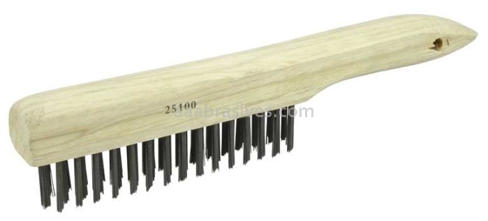 Weiler 25100 Vortec Pro Scratch Brush .012 Carbon Steel Fill Shoe Handle 4 x 16 Rows