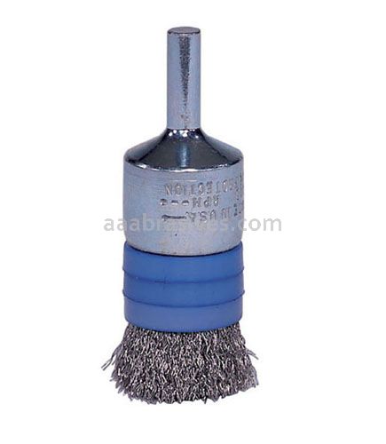 Weiler 10160 - 1" .008 Aluminum , Crimped Wire End Brush - 012382101602