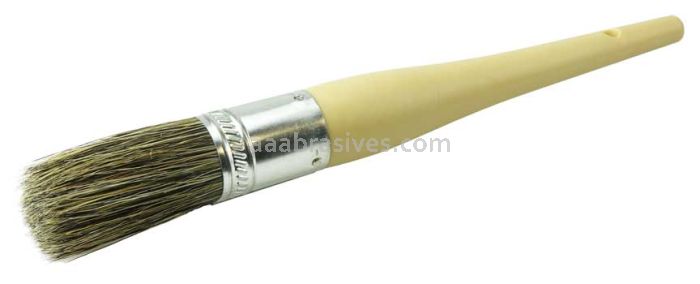 Weiler 40122 #10 1-1/16" Round Sash Brush Grey Bristle Fill 2-1/4" Trim Length Plain Foam Handle