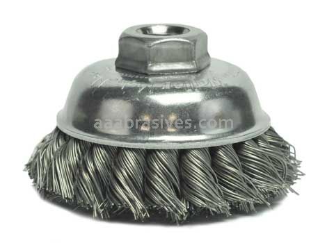 Weiler 13156 3-1/2" Single Row Knot Wire Cup Brush .023" Steel Fill 5/8"-11 UNC Nut
