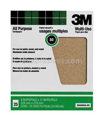 3M™ 7100089198 9 x 11 80 Grit Pro-Pak™ Aluminum Oxide Sheets for Paint and Rust Removal