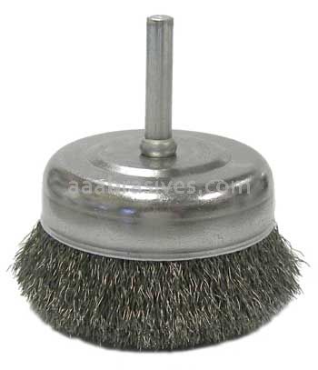 Weiler 14315 2-1/2" Crimped Wire Utility Cup Brush .008" Steel Fill 1/4" Stem