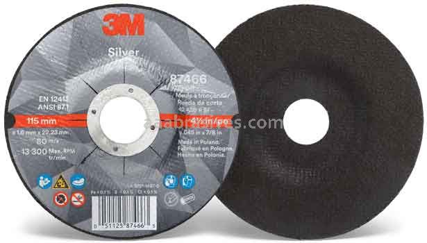 3M&trade; 7100139230 4-1/2 x .045 x 7/8 Type 27 Silver Cut-Off Wheel 87466