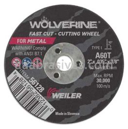 Weiler 56128 Wolverine® AO A60T Cutting Wheel