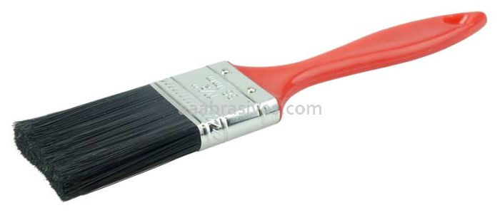 Weiler 40108 1-1/2" Industrial Varnish Brush Black Polyester 2" Trim Length Red Plastic Handle