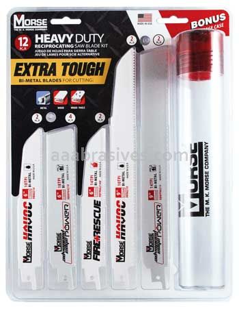 Morse® Heavy Duty Reciprocating Saw Blade Kit With Storage Tube | 12 Piece Kit