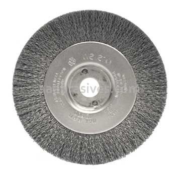 Weiler 00154 4" Narrow Face Crimped Wire Wheel .006" Stainless Steel Fill 1/2"-3/8" Arbor Hole