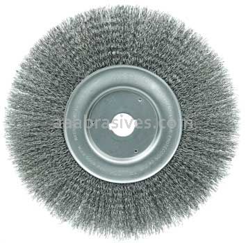 Weiler 01250-12 10" Narrow Face Crimped Wire Wheel .014" Steel Fill 1" Arbor Hole