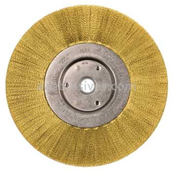 Weiler 01415 6" Narrow Face Crimped Wire Wheel .005" Brass Fill 5/8"-1/2" Arbor Hole
