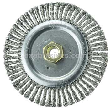 Weiler 09500 Roughneck Jr. 6" Root Pass Weld Cleaning Brush .020" Stainless Steel Wire Fill 5/8"-11 UNC Nut
