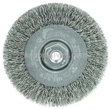Weiler 13078 4" Narrow Face Crimped Wire Wheel .014" Steel Fill 3/8"-24 UNF Nut