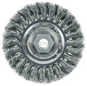 Weiler 13119 Standard Twist Knot Wire Wheel 4" .020" Steel Fill 1/2"-13 UNC Nut
