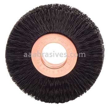 Weiler 17223 2" Small Diameter Nylon Wheel Brush .010" Crimped Black Nylon Fill 1/2" Arbor Hole