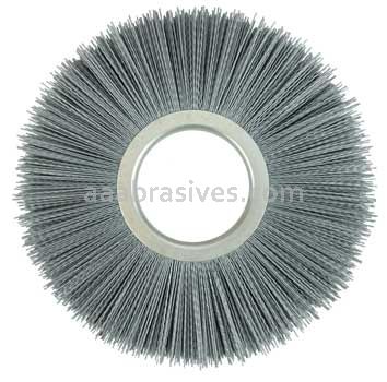 Weiler 20661 10" Nylox Metal Hub Wheel Brush .035/180 SC Crimped Fill 3-1/4" Arbor Hole