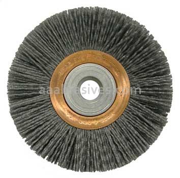 Weiler 31275 4" Heavy-Duty Narrow Face Nylox Wheel .040/120 SC Crimped Fill 5/8"-1/2" Arbor Hole