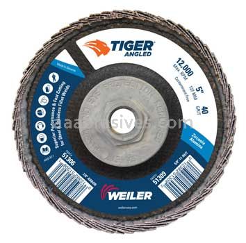 Weiler 51309 5 Tiger Angled Radial Zirc Flap Disc 40 Z 5/8-11 Nut