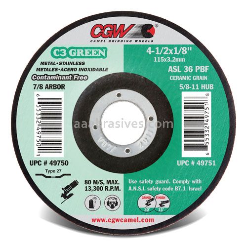 CGW 49750 4-1/2 x 1/8 x 7/8 ASL-36P-BF T27 C3 Green Wheels