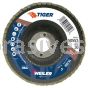 Weiler 50552 - 4" 36AO, 5/8" A.H., Tiger Disc Abrasive Flap Disc, Angled, Phenolic Backing - 012382505523