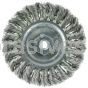 Weiler 13110 Standard Twist Knot Wire Wheel 4" .014" Stainless Steel Fill 3/8"-24 UNF Nut