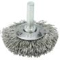 Weiler 17933 2" Stem-Mounted Concave Crimped Wire Wheel .014" Stainless Steel Fill 1/4" Stem