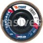Weiler 50117 4-1/2" Tiger Ceramic Abrasive Flap Disc Angled Type 29 Trimmable Backing 40C 7/8" Arbor Hole