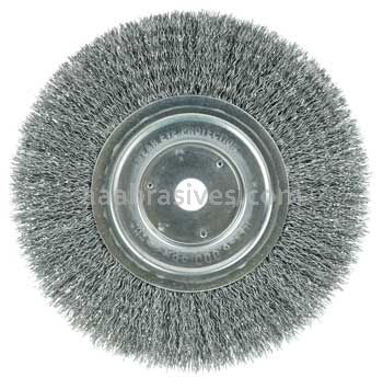 Weiler 02335 7" Wolverine Medium Face Bench Grinder Wheel .014" Crimped Steel Wire Fill 5/8" Arbor Hole