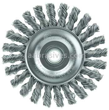 Weiler 08534 4" Cable Twist Knot Wire Wheel .020" Steel Fill 1/2"-3/8" Arbor Hole